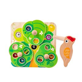 Adena Montessori Wooden Woodpecker Catching Worm Toy,Montessori Toddler Fine Motor Skills Toys,Catch Insects Game Toy,Preschool Learning Shape Sorting & Matching Puzzle Gift for Babies Boys Girls