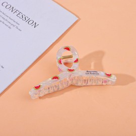 Clear Large Hair Claw Clips Cute Fruit Hair Jaw Clips Jumbo Non Slip Hair Clips Big Strong Hold Hair Clamps Accessories for Thick Long Hair Watermelon