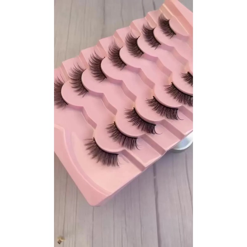 Set 7 Pares Pestañas Postizas Naturales Reutilizables