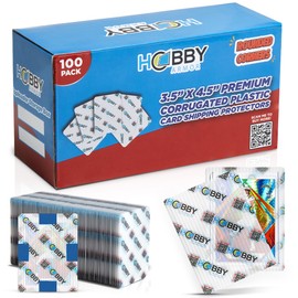 100 Pack Plastic Trading Card Shipping Protector by Hobby Armor, 3.5" x 4.5" with Rounded Corners, Translucent Plastic and Vibrant Multi-Color Card Protector to Guard Cards from Dings, Cardboard Alt