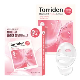 Torriden CELLMAZING Low Molecular Collagen Firming Gel Facial Sheet Mask, 4 Sheets |Wrinkle Improvement Benefits | Minimize Pores & Wrinkles | Intense Hydration, Cruelty Free