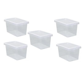 Matangi Plus 7L Litre Crystal Clear Small Plastic Storage box with Clear Lid Stackable Organizing Box Transparent Container (5)