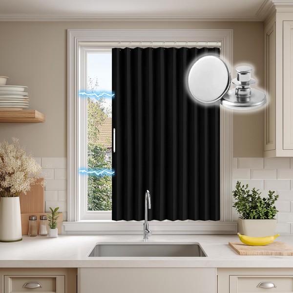 RINHARTEX Blackout Accordion Style Tier Curtains, Small Cafe Curtain for