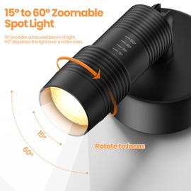 TuyuBEE Muti-Color Zoomable LED Spot Lights Indoor Uplighting with Remote & Timer, 5W Up Lights Indoor Dimmable Plant Spotlight Uplights Accent Lighting, Floor Spotlight Lamp - Black