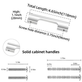 POVEFONK JB1834 10 Pack 3-3/4 Inch Brushed Satin Nickel Kitchen Cabinet Handles Cabinet Pulls Sliver Drawer Pulls Kitchen Cabinet Hardware Kitchen Handles Drawer Pulls Dresser Handles