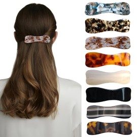 LAYONGMOLI Hair Clips for Women,3.5 Inch Acetate Medium Hair Claw Clips for Women Thin Thick Curly Hair,Strong Hold No Slip Grip,French Classic Multicolor Barrettes Hair （Amber Brown Bow）