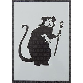 Ideal Stencils Banksy Rat Stencil - Painted Size 11.5x13cm - Reusable Art Stencil