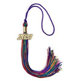 Endea Graduation Double Color Tassel with Gold Date Drop (Rainbow, 2023)