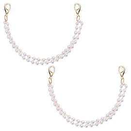 Pearl Shoe Decorations Accessories for Women Gold Shoe Charms Chains Pearl Shoes Charm Accessories 2 Pcs Double Layer Shoe Charms for Boots Heel Chains Pearl Bag Chains for Handbags Charms for Women