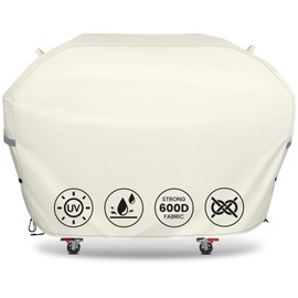 63 Inch Grill Cover for Weber Genesis 300 Series and New 2022 Genesis 300 Grills, Heavy Duty Waterproof Fade Resistant Outdoor BBQ Grill Cover with Elastic Drawstrings, Compared to Weber 7757,Beige