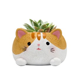 KOCNYDEY Cute Small Succulent Pots with Drainage, 10 cm Cactus Pots Cute Cat Flower Pot Resin Small Planters for Succulents, Cute Planter Animal Planter Flower Pot for Flower Cactus Garden Home Office