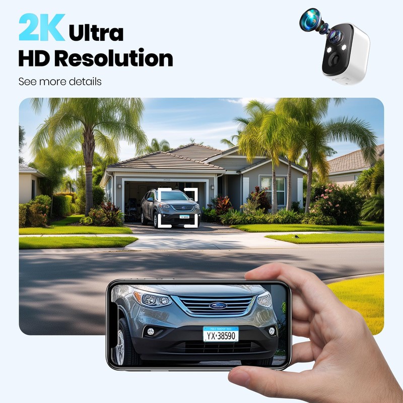 Techage Security Cameras Wireless Outdoor, 2K Battery Powered Cameras for
