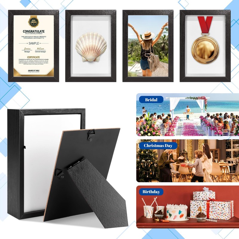 VOKOY 5 Pack 4" x 6" Shadow Box Frame, Small