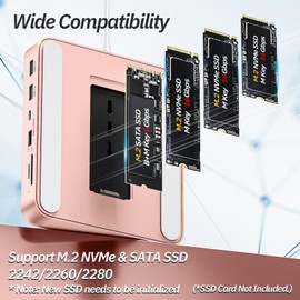 Minisopuru USB C Hub for iMac 24 Inch 2021/2023/2024, iMac Accessories Supports M.2 NVMe SSD, iMac USB Hub for iMac M1/M3/M4, iMac USB Adapter with 10 Gbps, SD/TF, M.2 SSD (Not Included), Pink