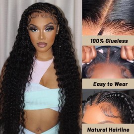 28 Inch Glueless Wigs Human Hair Pre Plucked Pre Cut Closure Wigs Human Hair 180% Density Deep Wave Lace Front Wigs Human Hair With Baby Hair Curly Wig Human Hair Natural Hairlie