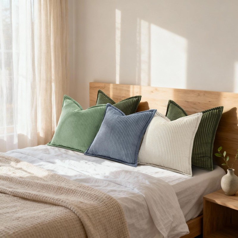 Mecatny Corduroy Fall Throw Pillow Covers 18x18 Set of 2,
