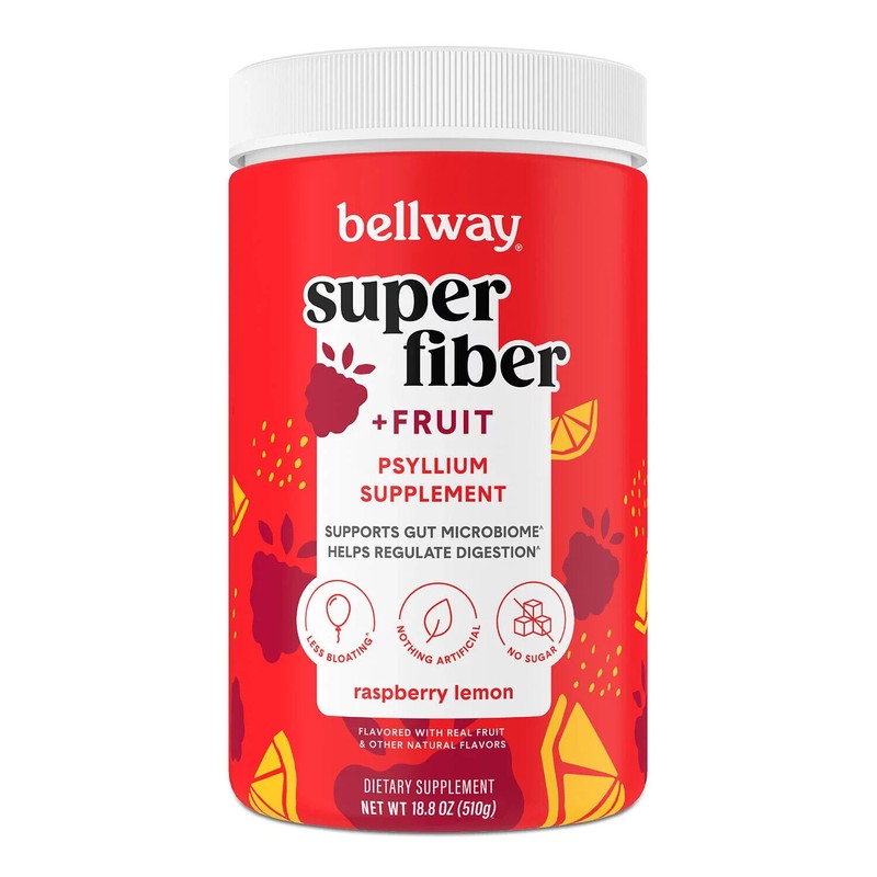 Bellway Super Fiber Fruit, Psyllium Husk Powder Fiber Supplement, Raspberry