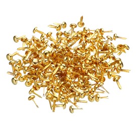 PATIKIL 4.5 x 8 mm Mini Brads for Paper Crafts, 200 Pcs Round Paper Fastener Metal for Art Crafting Projects, and DIY Decorative Scrapbooking, Gold