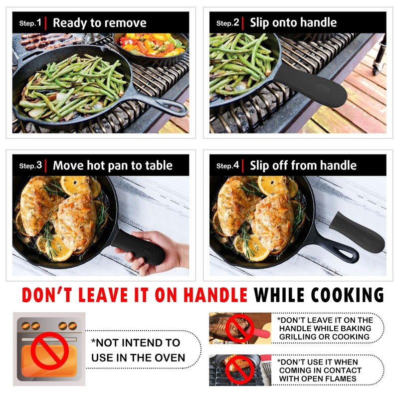 Cbiumpro 2-Pack Cast Iron Handle Cover, Silicone Heat Resistant Hot