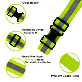 HiVisible Reflective Belt for Running Army PT Belt Reflective Running Gear + 2 Reflective Bands for Night Walking Bike Pant Leg Strap