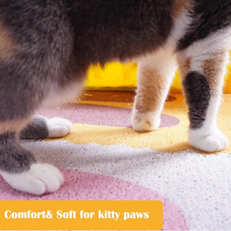 Cute Paw Cat litter mat, Non-slip Litter Box Mat 23.6’*35.4’,