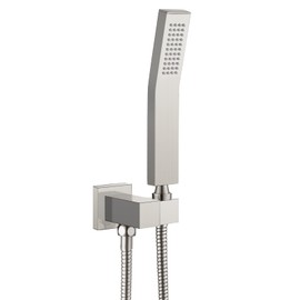 Heyalan SUS304 Stainless Steel Handheld Shower Wand High Pressure Luxury Shower Set High Flow Rectangle Hand Shower Spray with Wall Connector Holder and hose, Curved Style Brushed Nickel