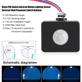 Mini Motion Sensor, Infrared Motion Detector PIR Sensors,180 Degree Swiveling, with Twilight Sensor and Timer, IP54 Waterproof Wall Pavement Switch for Ceiling Mount.