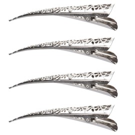 FOMIYES 4pcs Silver Duckbill Hair Clips, Metal Alligator Clips for Women Styling and Sectioning Hair Accessories