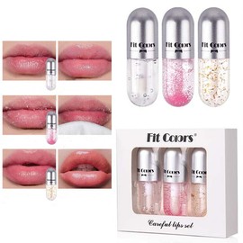 Hydrating Lip Glow Oil,Moisturizing Nourishing Lip Oil for Dry Lips Lip Care,Lip Moisturizing Treatment Nourishing And Non-sticky Lip Oil For Hydrating & Prevention Dry (3 Pack/set)