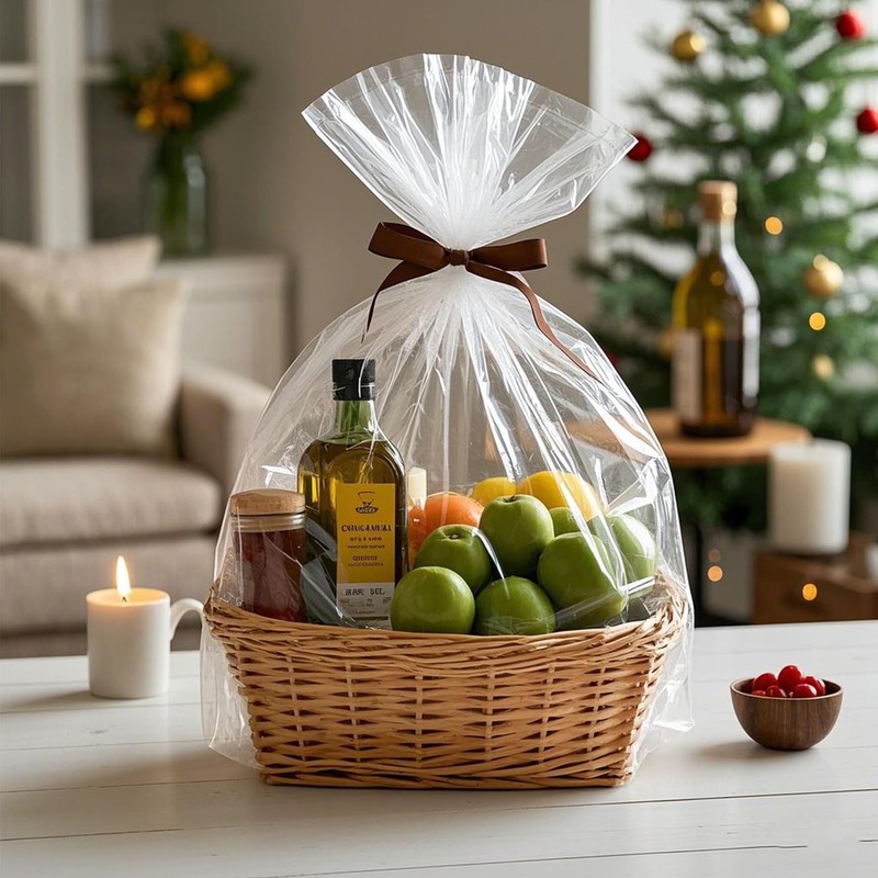 Morepack Easter Extra Large Shrink Wrap Bags for Gift Baskets,