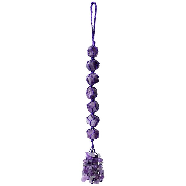 MAIBAOTA Amethyst Healing Crystal Stones Decor Purple Crystal Car Rear View Mirror Hanging Ornament Accessories Spiritual Witch Room Decor Raw Crystal Gemstone Wall Decor Decorations for Home