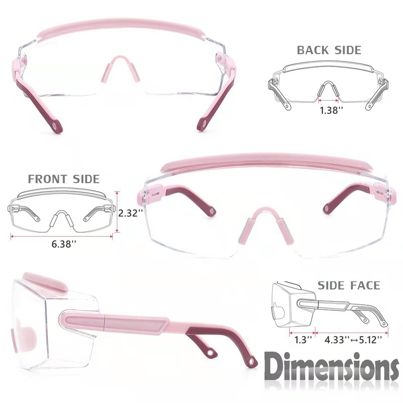 UKNOW Safety Goggles Over Glasses, Anti Fog Safety Glasses with