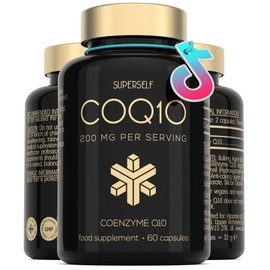 CoQ10 Supplement - Coenzyme Q10 High Strength 200mg - 60 Capsules - Vegan Naturally Fermented Ubiquinone - Co Enzyme CQ10 High Absorption - UK Made