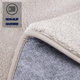 MINIDEAR Bathroom Rugs 16"x24" - High-Pile Camel Bath Mats Ultra-Soft Shaggy Faux Fur, Anti-Slip, Quick-Dry, Water Absorbing Shower Floor Mat for Home