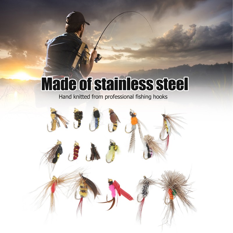 64 Pcs Fly Fishing Flies Stainless Steel Colorful Fishing Lure