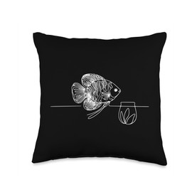 Elegant Line Art Dwarf Gourami Fish Throw Pillow