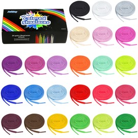 Auihiay 24 Pairs Flat Colored Shoelaces Shoestrings for Sneakers Skate Shoes Sport Shoes Boots, 24 Colour, 0.8 m