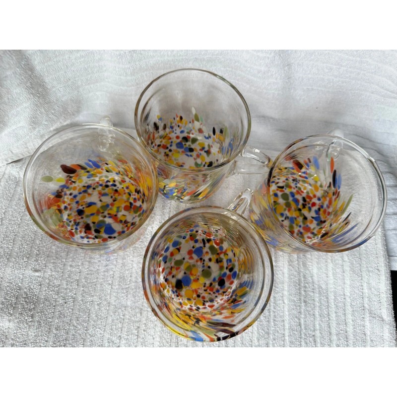 Murano NWT Murano Confetti Mosaic Glass Cup Yellow Splatter Spots