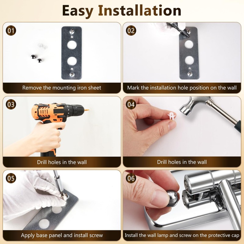 DECLUTTR Wall Mounted Lighted Makeup Mirror, Rechargeable 1X/15X Magnifying Mirror