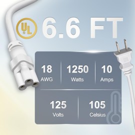 DiCUNO 6.6FT T5 T8 Tube Light Extension Cord with On/Off Switch, US Plug Cable Connector for LED Integrated Single Fixture, Under Cabinet, Garage, Shop Light, White, Pack of 1