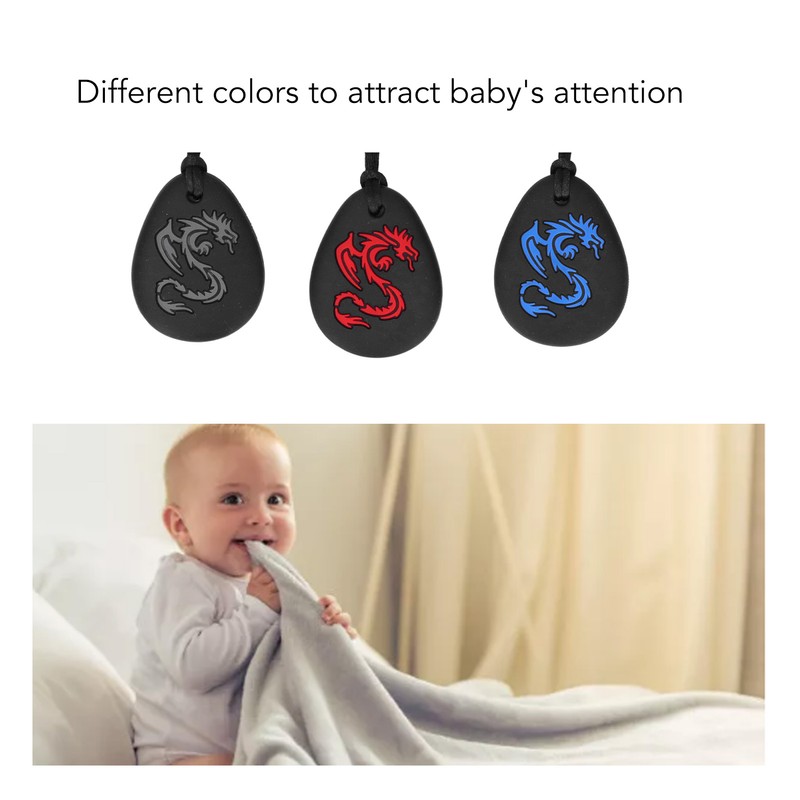 3pcs Baby Teethers Necklace Silicone Refrigerable Heat Resistant Soothing Gum