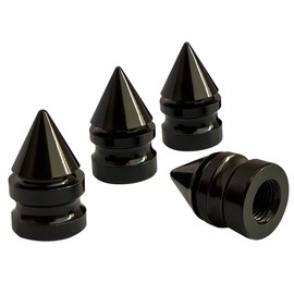 QILISEN Spike Tire Valve Caps Black 4 Pack, Aluminum Alloy Dustproof and Waterproof, Universal Valve Stem Covers for Cars, Trucks and Motorcycles