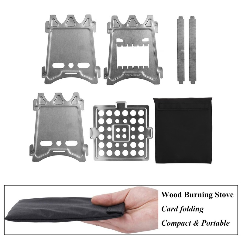 BlueDorado Ultralight Wood Burning Stove Portable Backpacking Stove Titanium Multi-Fuels
