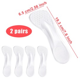 lasuroa 2 Paar Einlegesohlen für High Heels, 3/4 Selbstklebend Gel-Einlegesohlen für Damen High Heels-Komfort-Pads Gewichtsverlagernde Schuheinlagen zur Verwendung bei Plattfüßen (Transparent)