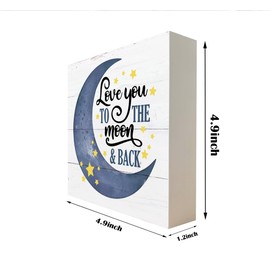 Inspirational Wood Signs, Nursery Decor, Wooden Box Sign Desk Decor, Table Decor, Star Moon Sign, Table Decorations for Kids Room Baby Room Bedroom, Family Love Sign, Love You to the Moon and Back
