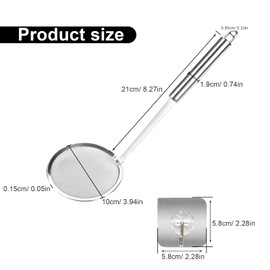 PHMING Skimmer Stainless Steel 32 cm, Matcha Strainer, Fine Sieve Kitchen 100 Meshes, Kitchen Sieve Stainless Steel with Hooks, for Filtering Juice, Foam, Residues