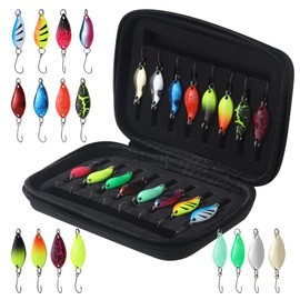 Trout Spoon Set, Trout Bait, 2.5 g/3.5 g/5 g, Fishing Accessories with Storage Box, Artificial Bait, Spinner, Blinker Set, 16 Pieces