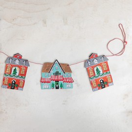 Creative Co-Op 72" L Printed Recycled Paper House, Multi Color Garland