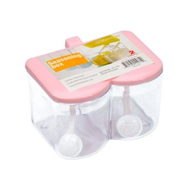 Southern Homewares Acrylic Spice Seasoning Storage Box Container with 2 Serving Spoons Pink Lid