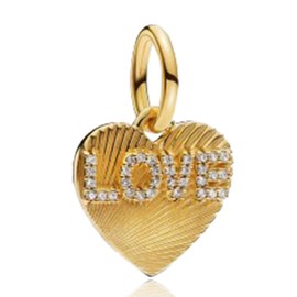 YUMINN Love and Heart Charms 925 Sterling Silver for Bracelets and Necklaces Pendant Beads Valentine's Day Mother's Day Jewellery Gifts for Women, Sterling Silver, Cubic Zirconia